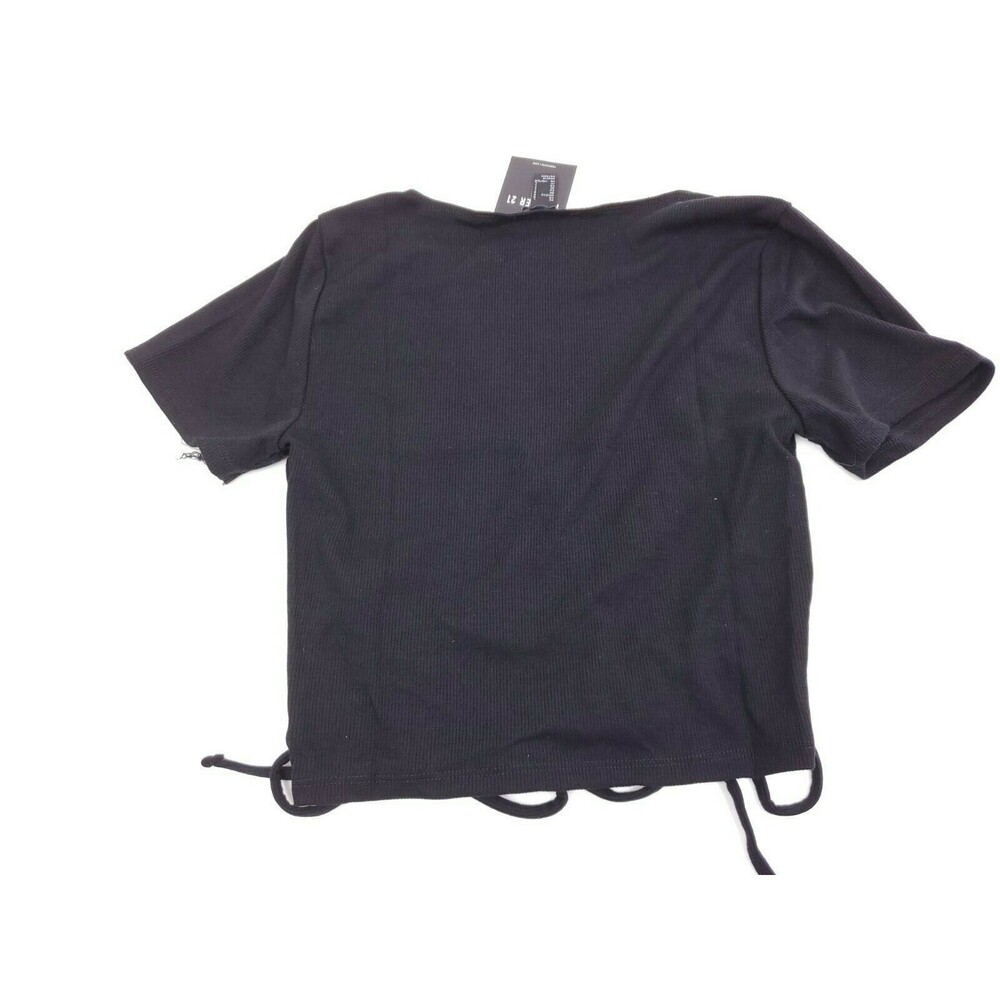 Forever 21 Black Knit Scrunch Crop Top Size S - Picture 2 of 4